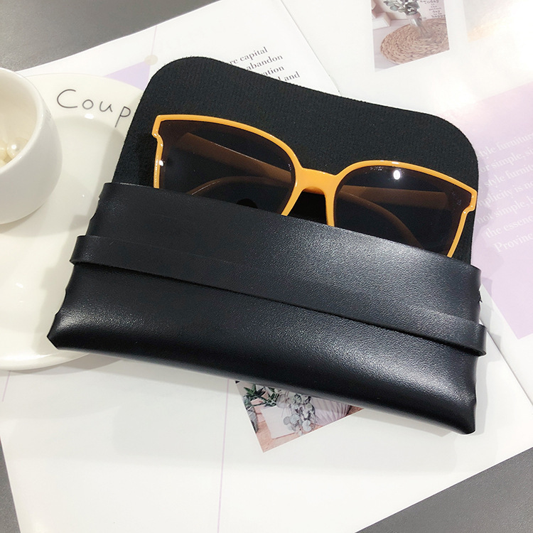 Leather handmade glasses box durable portable cassette sunglasses box PVC leather glasses soft bag wholesale