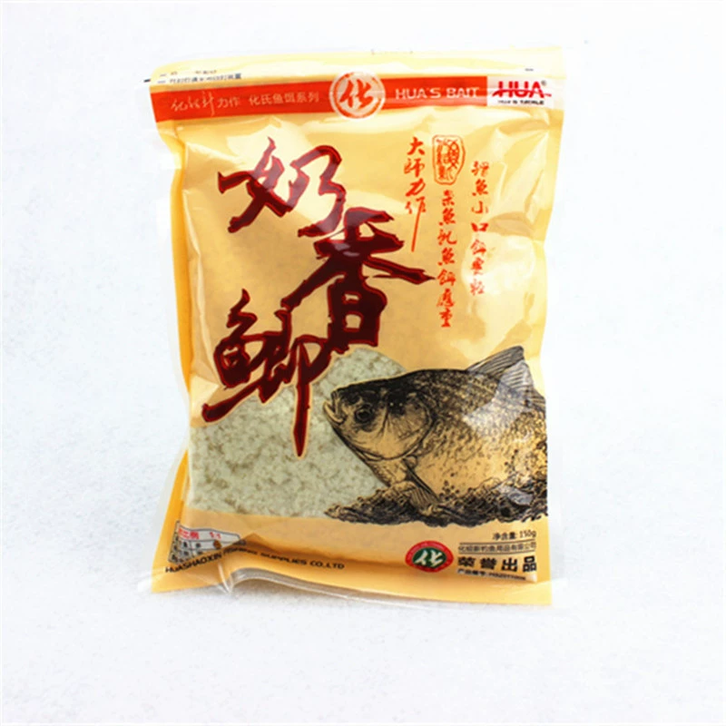 Shandong Huashao Xinhua's milk flavor crucian carp bait fish food flavor crucian carp bait wholesale 150g 1 piece 100 bags