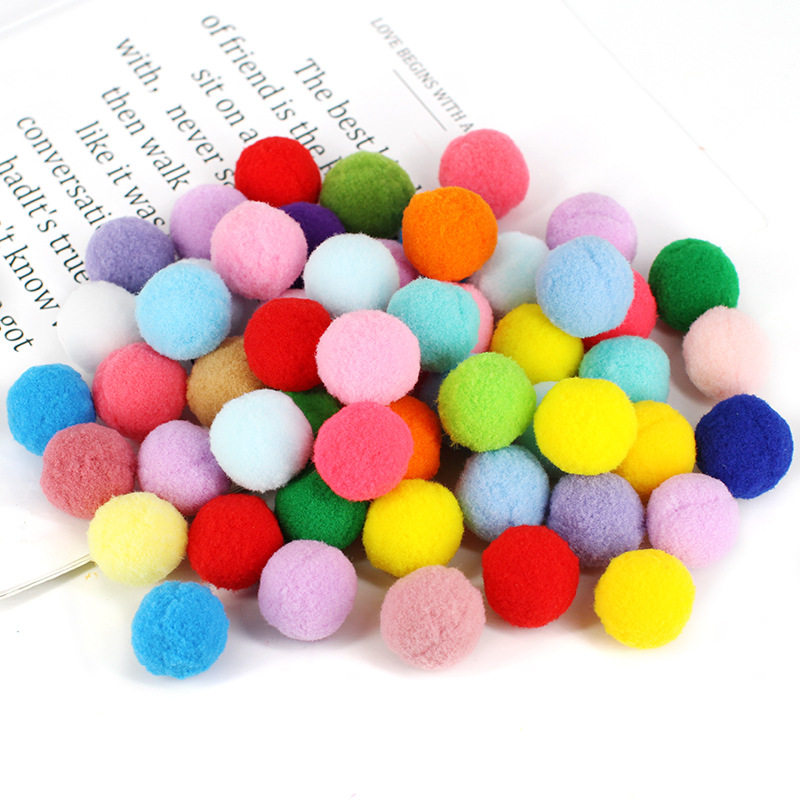Pompones coloridos de alta elasticidad, bolas de felpa de colores mezclados, juguetes de bricolaje para niños, accesorios hechos a mano, poliéster en stock
