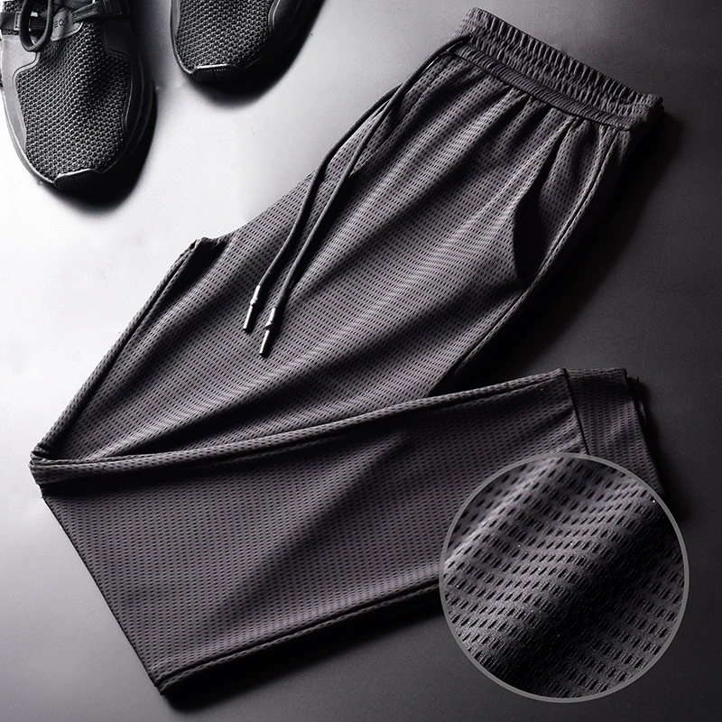 Брюки мужские летние тонкие шелковые быстросохнущие универсальные, больших размеров, свободного кроя, для подростков, корейский стиль