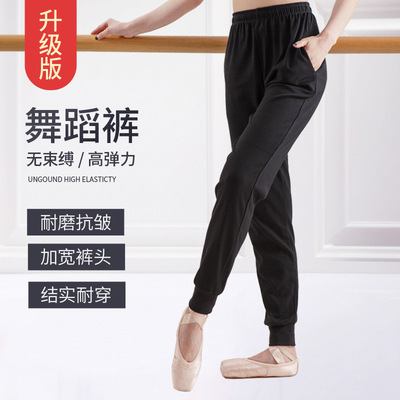 舞蹈萝卜裤男女成人舞蹈服黑色宽松阔腿形体裤练功裤厂家外贸批发|ru
