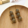 Fashionable retro small bell with tassels, multilayer ethnic earrings, European style, ethnic style