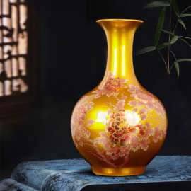 婚庆摆件景德镇陶瓷器结婚喜庆中国红花瓶新婚客厅红色家居饰品