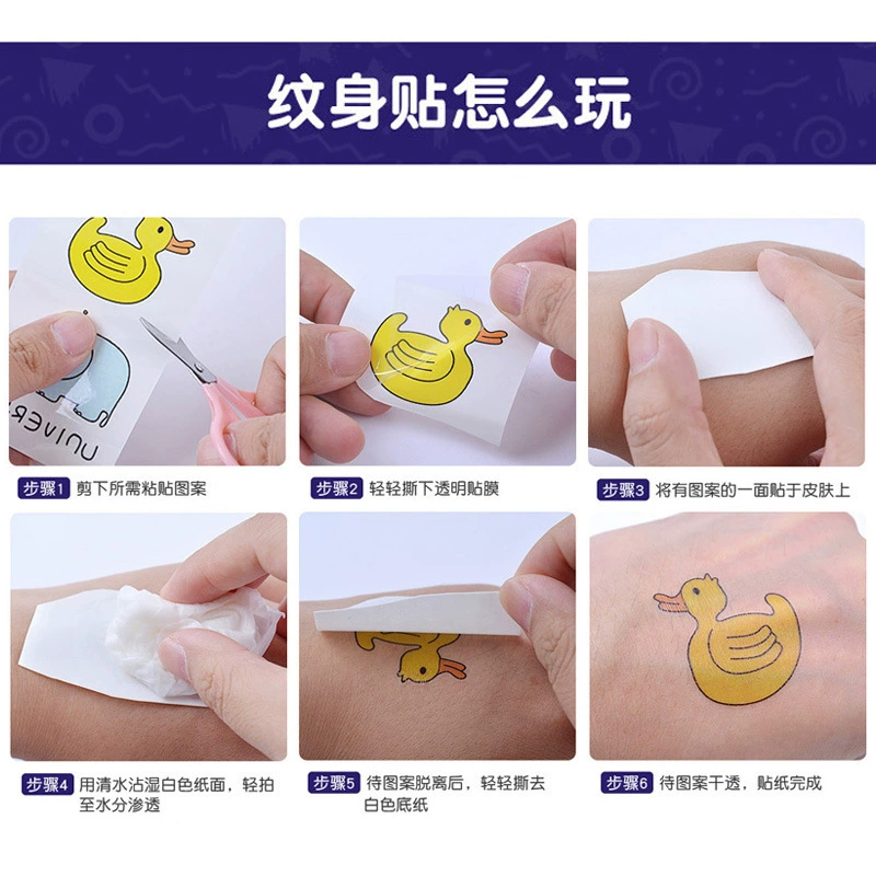 Cartoon disposable tattoo stickers, fresh waterproof hand stickers, watch, wholesale