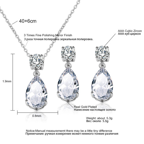 RAKOL Brand Fashion Water Drop Pendant Earrings Set with AAA Zirconia Wholesale Women's Jewelry Gift Set