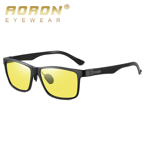 Aolong new aluminum magnesium polarized sunglasses color carbon fiber sunglasses for men and women fashion color changing night vision glasses 8008-1
