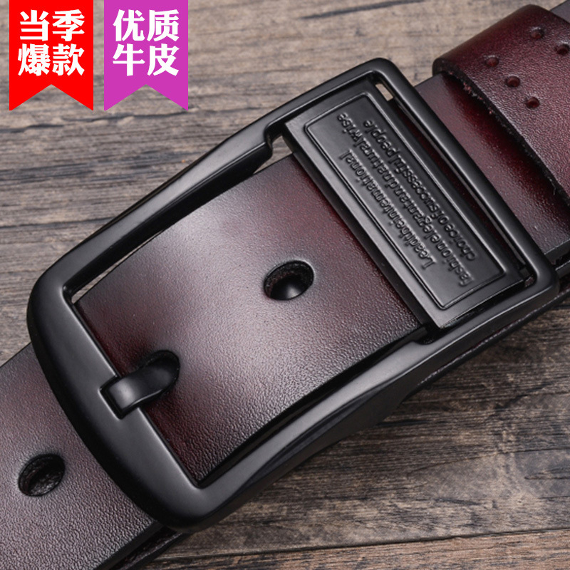 Popular men's leather pin buckle belt vintage belt pure cowhide casual pants belt factory direct one-piece delivery Popular men's leather pin buckle belt vintage belt pure cowhide casual pants belt factory direct one-piece delivery