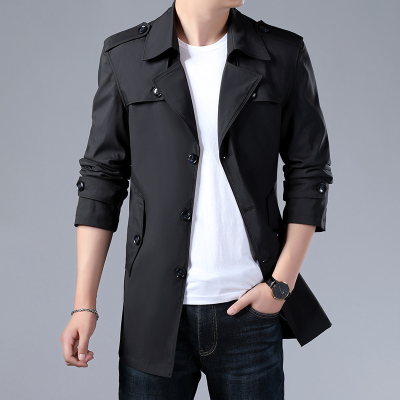 Gabardina fina de media longitud para hombre, estilo coreano, moderna y casual, para primavera y otoño, estilo británico, talla grande.