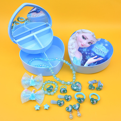 Children's Necklace Set Wholesale Frozen Elsa Princess Girls Accessories Bracelet Ring Tiara Combination Jewelry