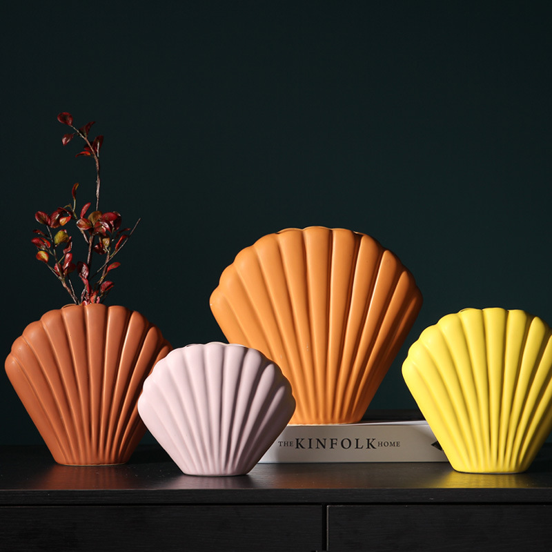 Nordic Morandi Florero De Cerámica decoración creativa simple colorido salón comedor mesa de flores shell arreglo suave decoración