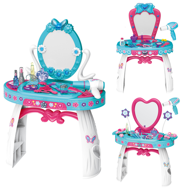 Música ligera de los niños de la muchacha de moda traje de tocador play House tocador accesorios de maquillaje Juguetes