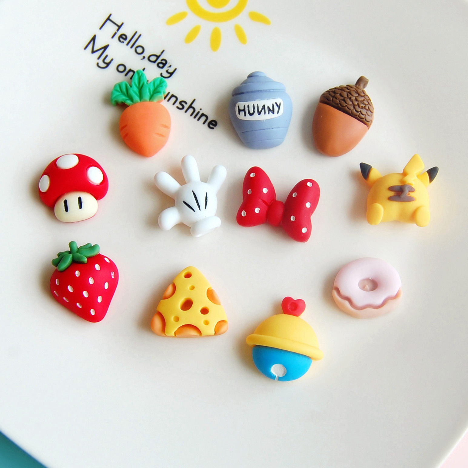 Hot Sale Classic Cartoon Combination Accessories Palm Mushroom Bell Cheese Hair Accessories Phone Case Earrings Patch pj155