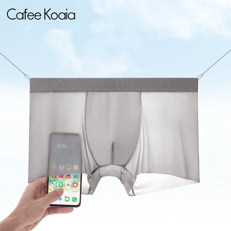 100 Pieces of New Cafee Koaia Men's Underwear One-Piece Ice Silk Ultra-Thin Breathable Seamless Cotton Crotch Pants Summer