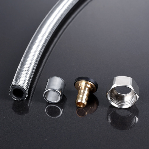 304 stainless steel water inlet hose metal braided thickened copper head hot and cold water pipe toilet water heater connecting pipe 4 points