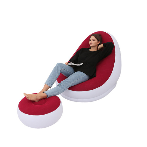 Adult inflatable lazy sofa two-piece set with pedals, macaron flocking sofa, lounge chair, leisure inflatable sofa