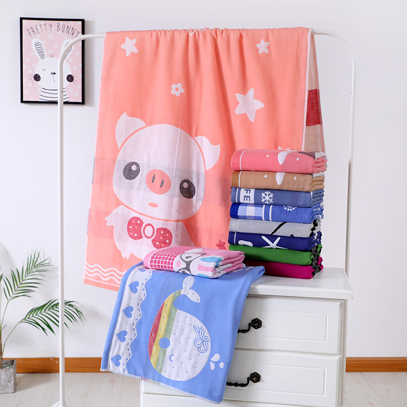 Baby fabric jacquard three-layer gauze bath towel cartoon adult baby children cotton bath towel factory wholesale Baby fabric jacquard three-layer gauze bath towel cartoon adult baby children cotton bath towel factory wholesale