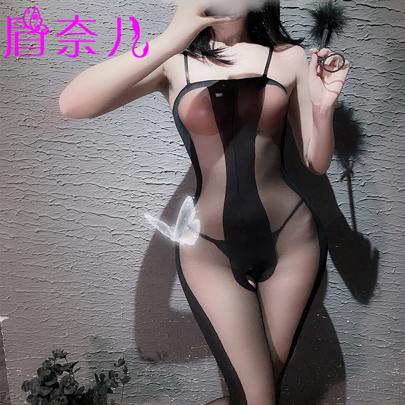 Sexy Lingerie Open-Crotch No-Removal Set, Sexy Bodystocking for Women, Teasing Transparent Suspender Stockings, Can Be Worn Outside
