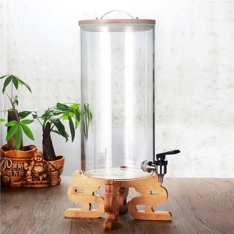 Gran capacidad de jugo de bebidas cubo con grifo comercial transparente de vidrio xiangyun base cubo de vino cubo de la enzima hogar