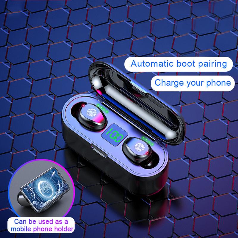 F9-34 Touch Bluetooth Headset Binaural Blue with Mobile Phone Charging Compartment Earplugs Bluetooth Headset with Digital Display F9-2 F9-34 Touch Bluetooth Headset Binaural Blue with Mobile Phone Charging Compartment Earplugs Bluetooth Headset with Digital Display F9-2