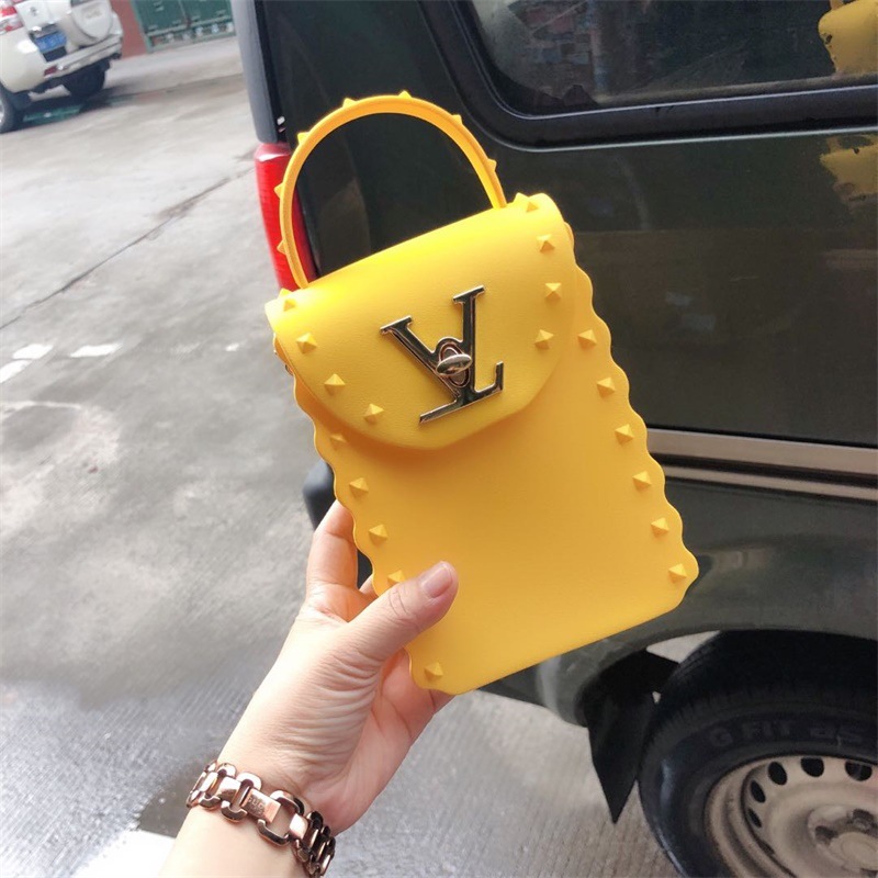 2019 new jelly bag PVC mobile phone bag chain bar MINI SQUARE bag small bag zero wallet single shoulder slant span bag