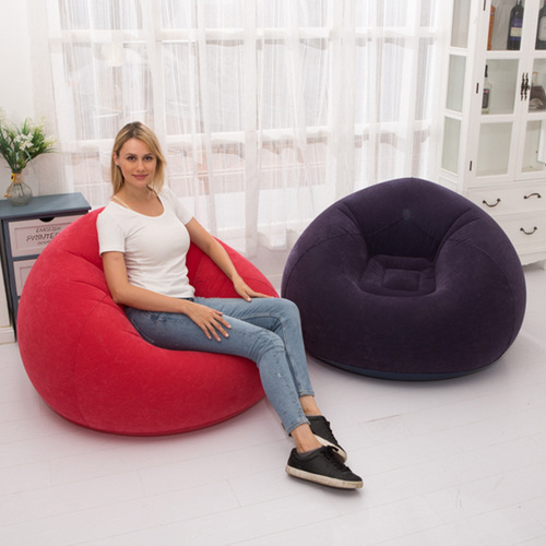 Color boxed inflatable lazy sofa Brown inflatable sofa Factory direct sales flocked sofa lazy lounge chair