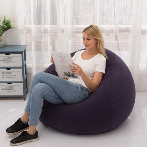 Color boxed inflatable lazy sofa Brown inflatable sofa Factory direct sales flocked sofa lazy lounge chair