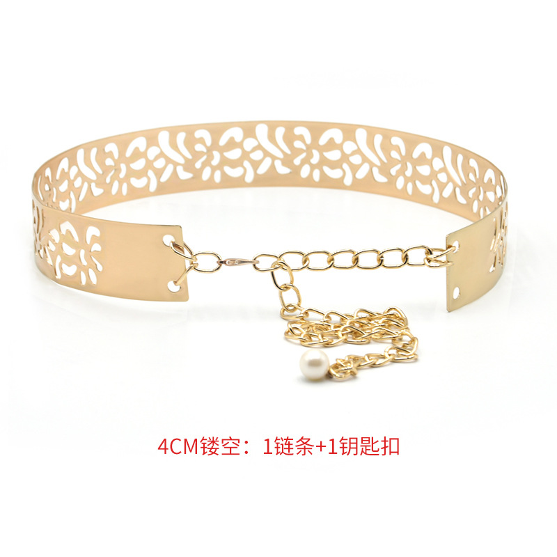 Venta caliente de las mujeres europeas y americanas abrigo vestido hierro cintura sello falda versátil metal ancho accesorios cintura cadena entrega de una sola pieza