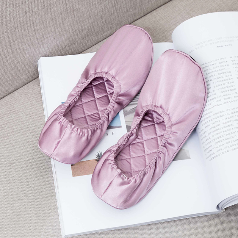 江綾19ムミシルクスリッパホーム绢糸ポータブルバレエ靴床靴飛行機旅行折り畳み
