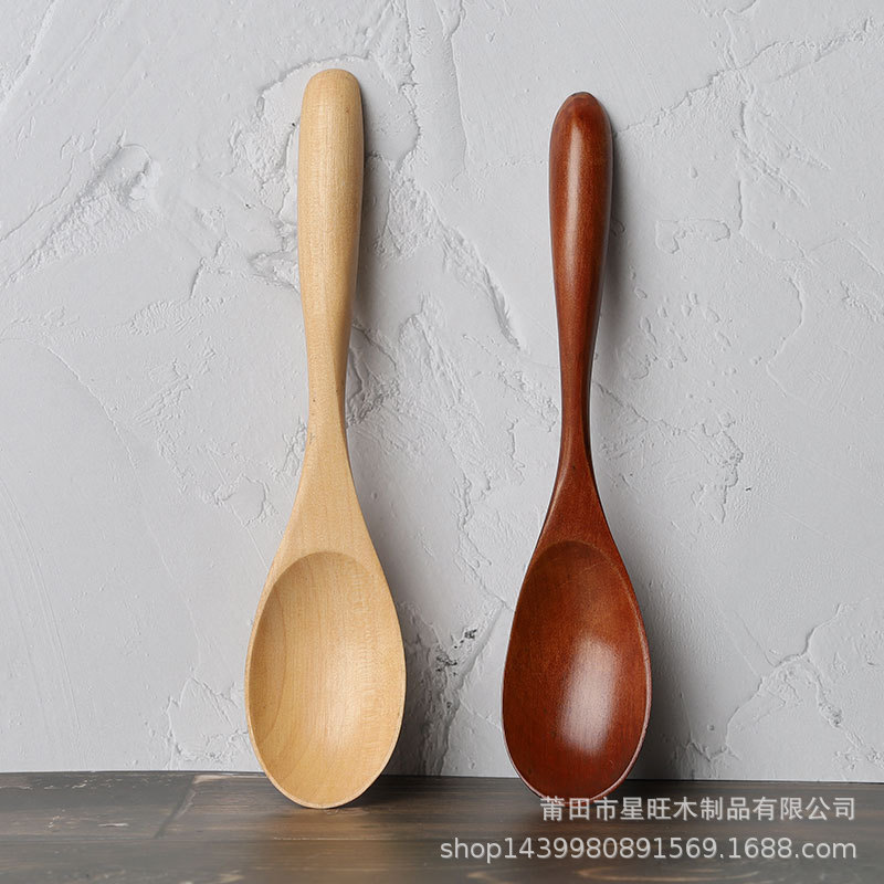 Suministro directo de fábrica cuchara de madera creativa cuchara de grado de comida occidental color sólido cuchara larga tenedor cuchara de madera al por mayor