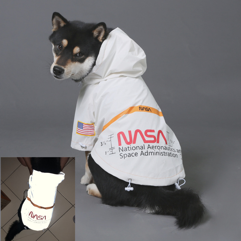 American Flag Tide Brand Windproof and Rainproof NASA Reflective Space Suit Large Dog Raincoat Dog Pet Charge Clothes