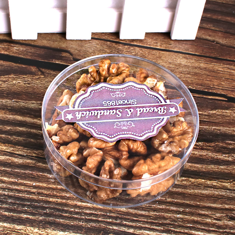 Fábrica al por mayor 120ml caja de plástico redonda de grado alimenticio transparente sellado cristal barro embalaje pequeña caja redonda con tapa