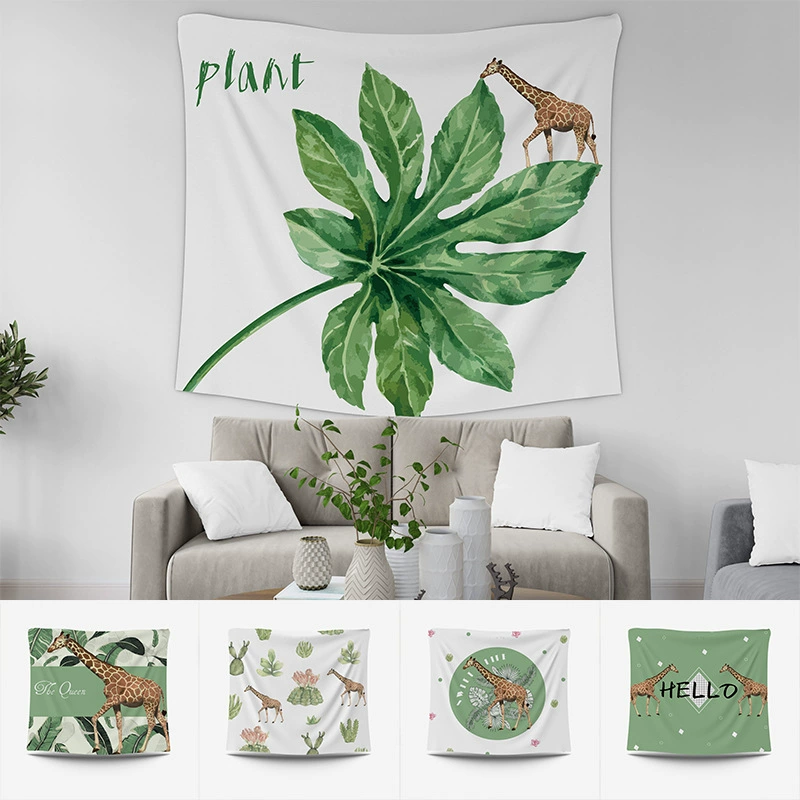 Лесной жираф серии гобеленов Мори зеленый принт настенный фон ткани ins гобелен украшения кровати