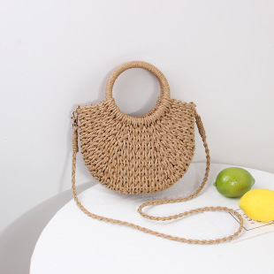 Fresh handheld straw shoulder bag, beach small bag, direct factory sales