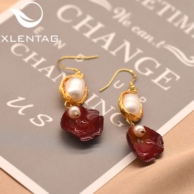 Pendientes de perlas de alto grado de plata 925 gancho de oreja pendientes de perlas de agua dulce elegante retro bobinado Pétalos naturales al por mayor