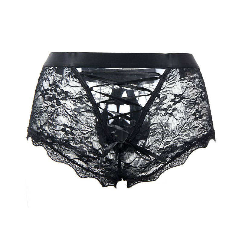 Comercio exterior europeo y americano más tamaño sexy Boxer calzoncillos encaje bajo cintura hombres sexy ropa interior transparente encaje calzoncillos