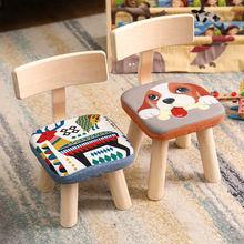 儿童凳实木家用卡通可爱靠背椅布艺矮凳创意小凳子宝宝换鞋凳批发