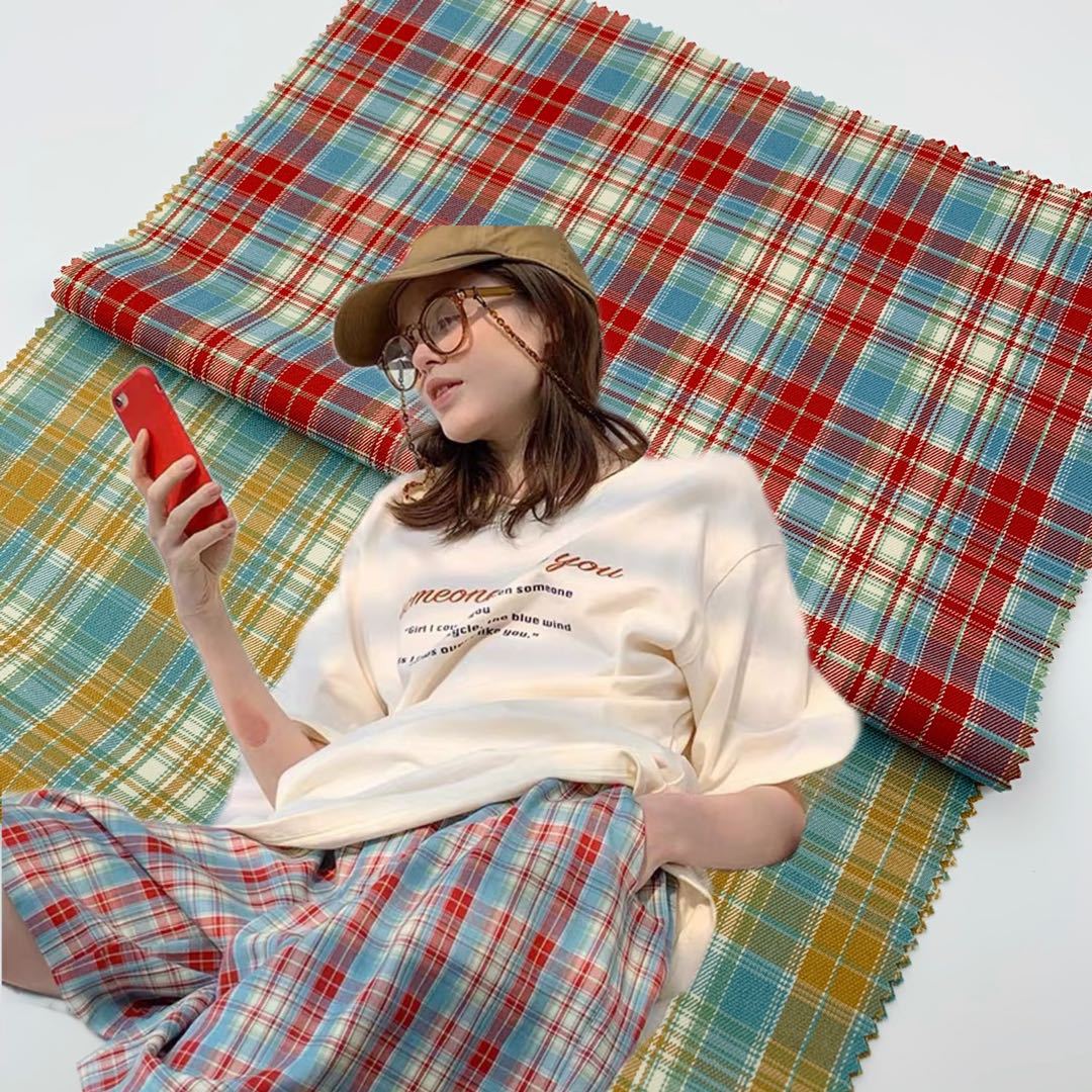 彩色格子面料 春夏连衣裙jk制服色织格子布