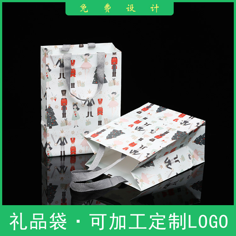 外贸卡通礼品手提纸袋 牛皮纸袋 内嵌式欧美礼品购物包装袋纸袋