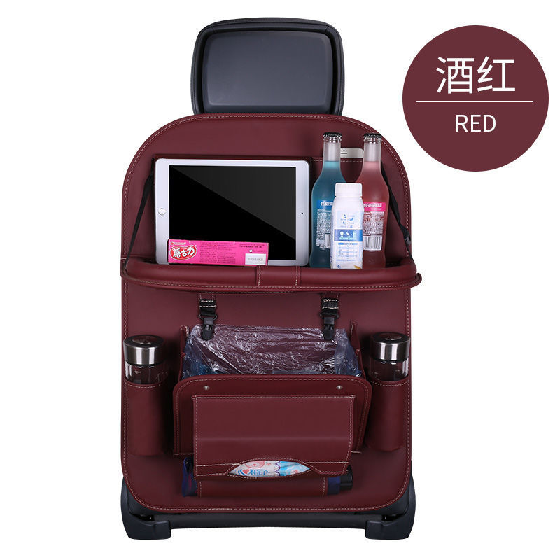 Bolsa de almacenamiento de asiento de coche de cuero bolsa de almacenamiento de mesa de comedor multifuncional bolsa colgante bolsa de almacenamiento plegable