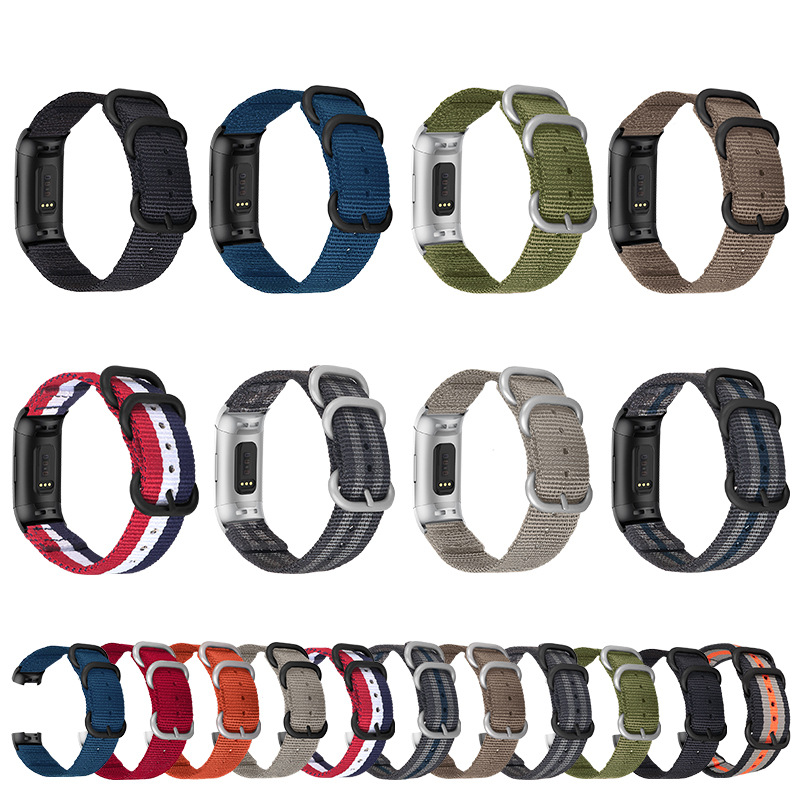 Suitable for Fitbit charge5 smart hand ring strap charge3/4 nylon strap replacement silicone buckle