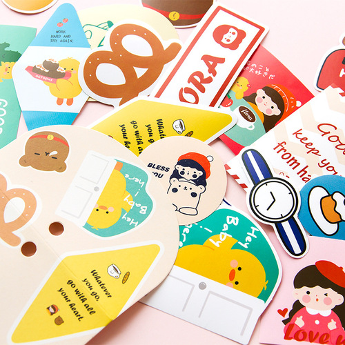Greeting Florala, use more decorative stickers for a fun vacation, cute cartoon handbag decorative stickers, 20 pieces in 4 designs.