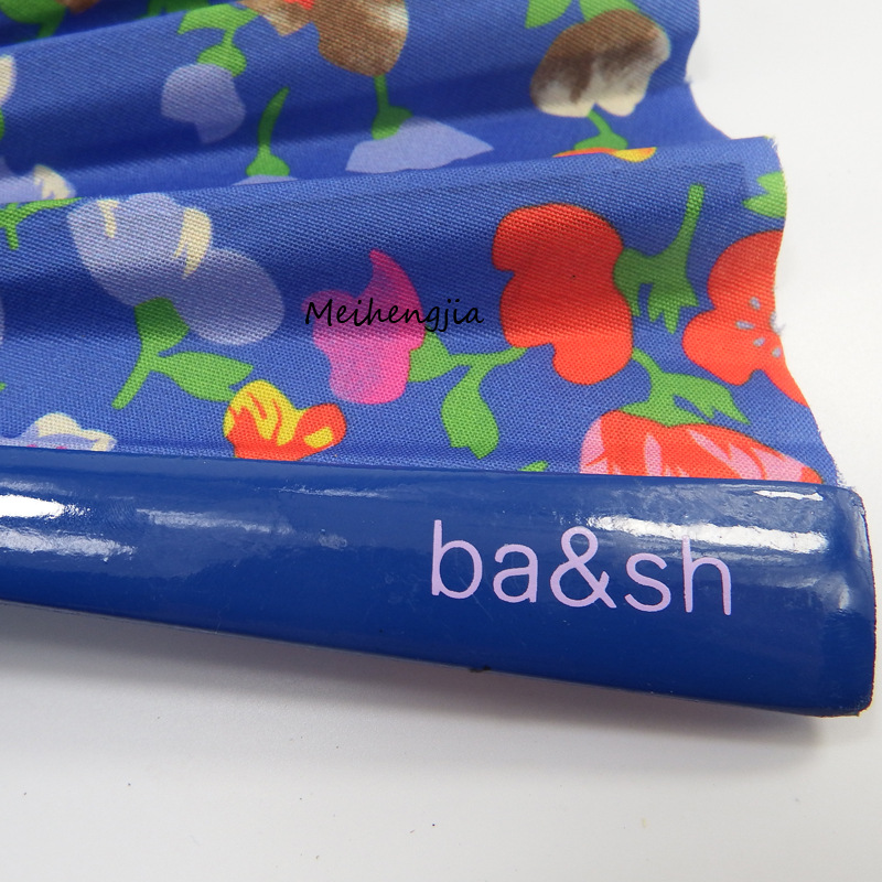 蓝色喷漆西班牙木扇旅游纪念广告布扇折叠扇子古风木质扇子