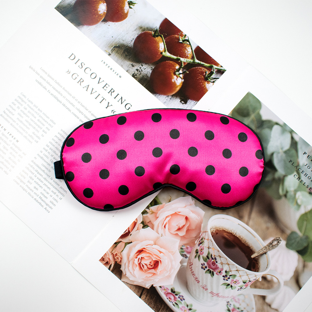 Lindo lunares máscara de ojo de seda artificial sombreado de doble cara bolsa de hielo compresa fría y caliente máscara de ojo de satén bolsa de medicina para dormir en stock