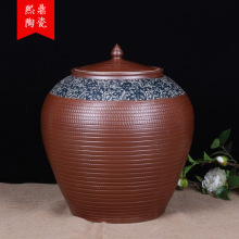 景德镇陶瓷批发仿古颜色釉雕刻跳刀纹酒坛带盖米缸家居储物罐批发