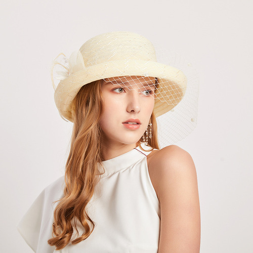 New summer rolled edge mesh top hat fashionable ladies fashion hat outdoor sunshade basin hat ladies sun protection sun hat