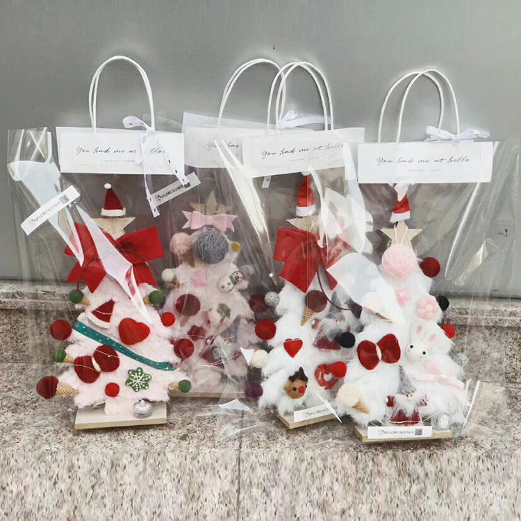 Ins Popular Hand-Held Flower Bag Transparent Simple Christmas Gift Gift Bag Teacher's Day Bouquet Packaging Bag