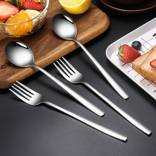 304 stainless steel spoon fork household eating Korean spoon spoon Korean long handle spoon stirring spoon spoon