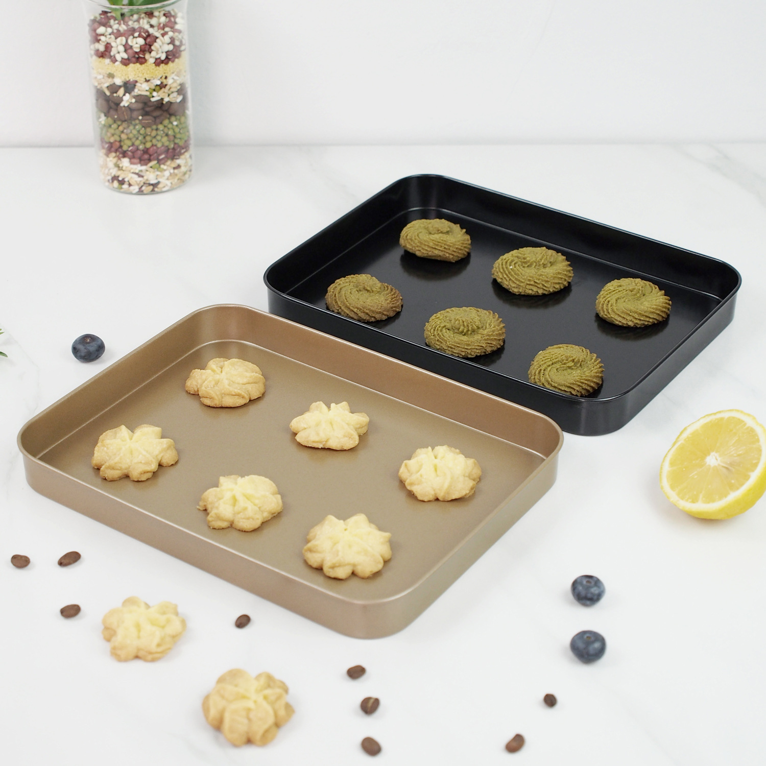 NAS household 10-inch rectangular biscuit cookie baking pan 8-inch cake pie pan non-stick coating baking mold