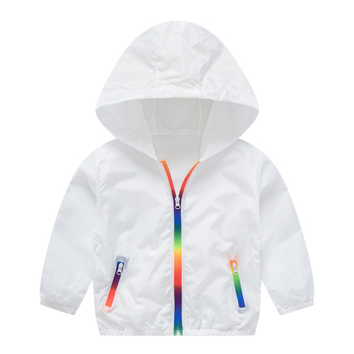 Summer new children's clothing children's sun protection clothing jacket boys and girls skin clothing rainbow hooded sun protection clothing air-conditioning shirt
