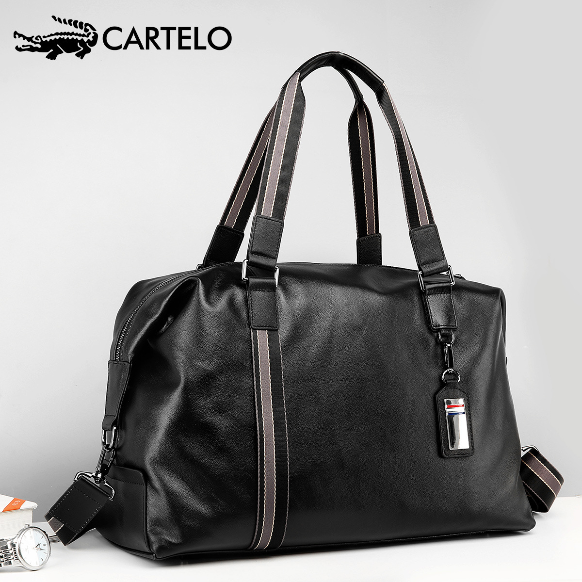 Travel Bag Leather Portable Short-distance Travel Large Capacity Business Leisure Fitness Bag Travel Lightweight Men's Luggage Bag